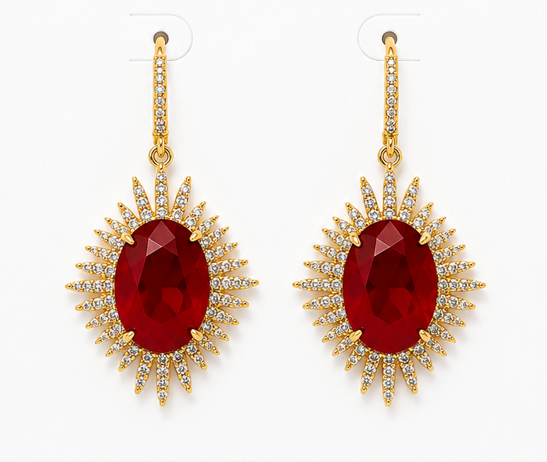 
                  
                    Astra Red Jade - Genuine Gemstone Statement Drop Earrings
                  
                