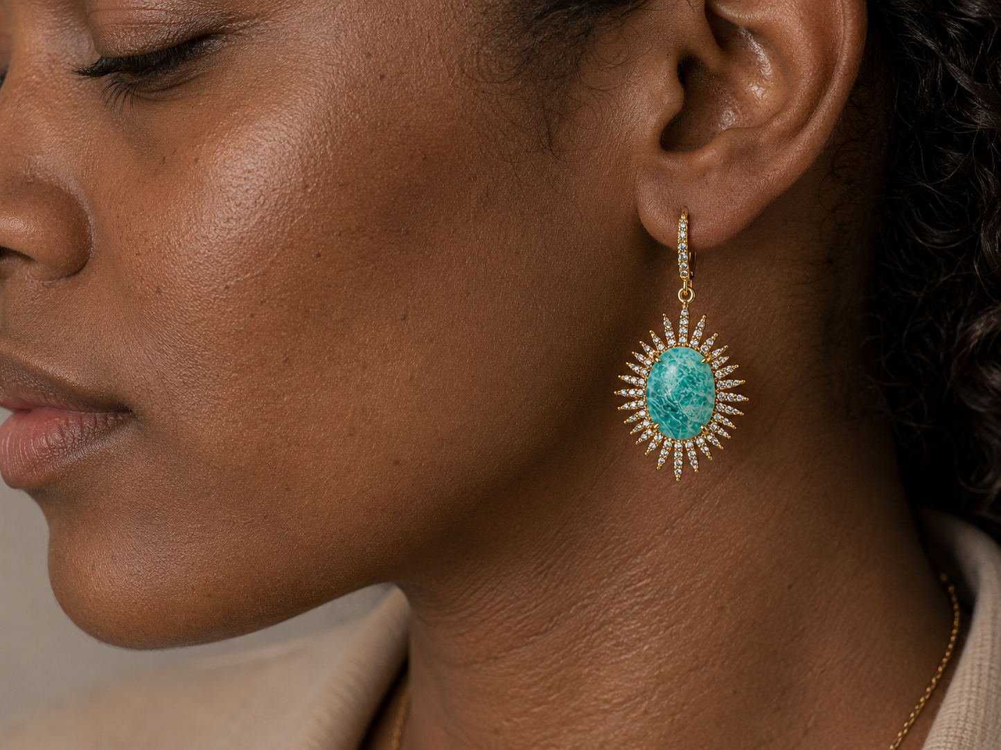 
                  
                    Astra Amazonite – Genuine Gemstone Statement Drop Earrings
                  
                