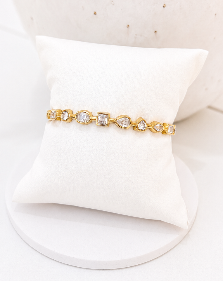
                  
                    Close-up of the Aviora Gold Mixed-Cut Crystal Bangle
                  
                