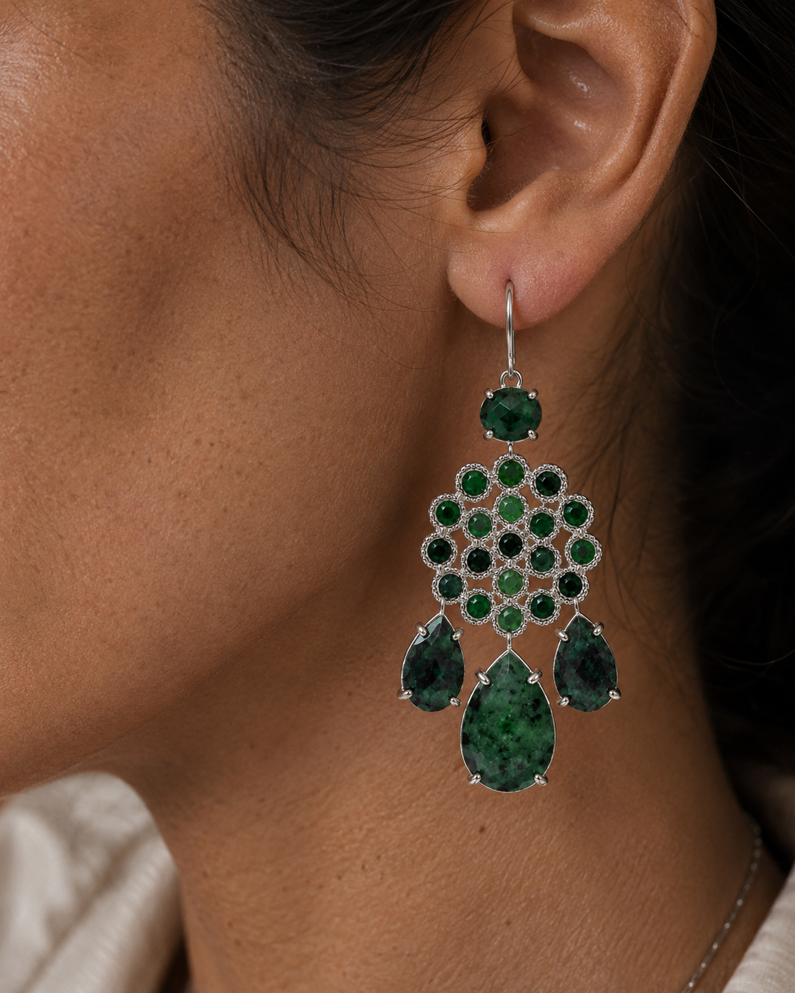 
                  
                    Soleya Silver African Turquoise – Genuine Gemstone Statement Drop Earrings
                  
                