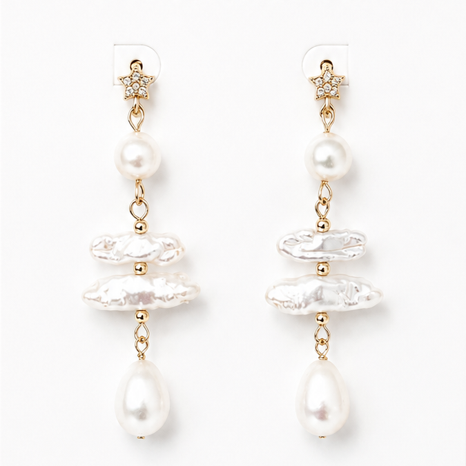 
                  
                    Celestial Pearl Drop Earrings – Genuine Freshwater Pearl Earrings
                  
                