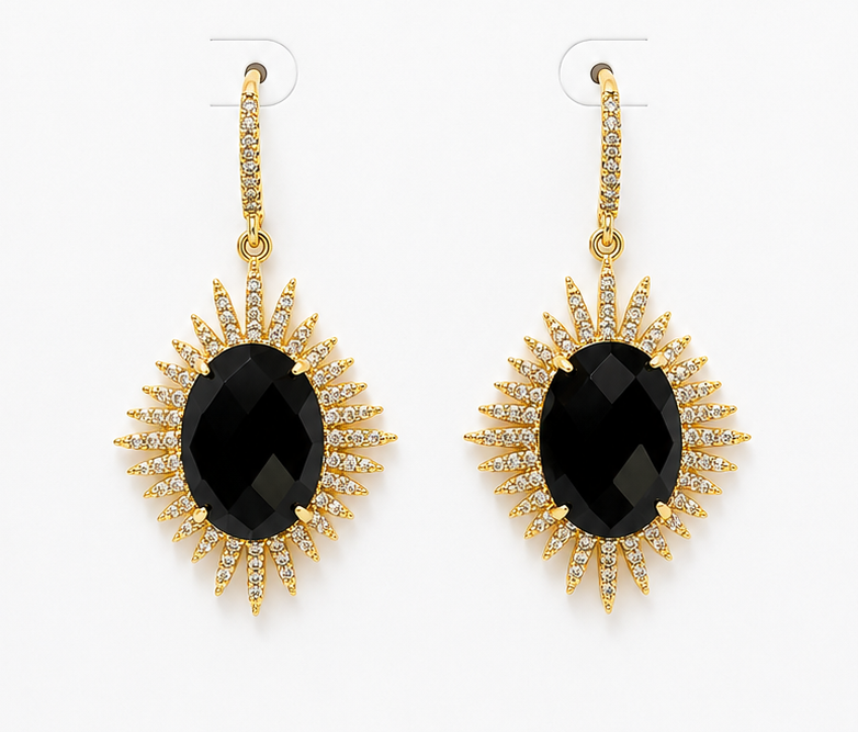 
                  
                    Astra Black Obsidian Astra - Genuine Gemstone Statement Drop Earrings
                  
                