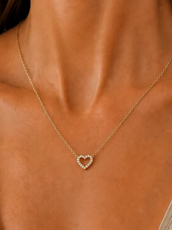 
                  
                    Amore Cubic Zirconia Heart Necklace – Waterproof Gold Stainless Steel
                  
                