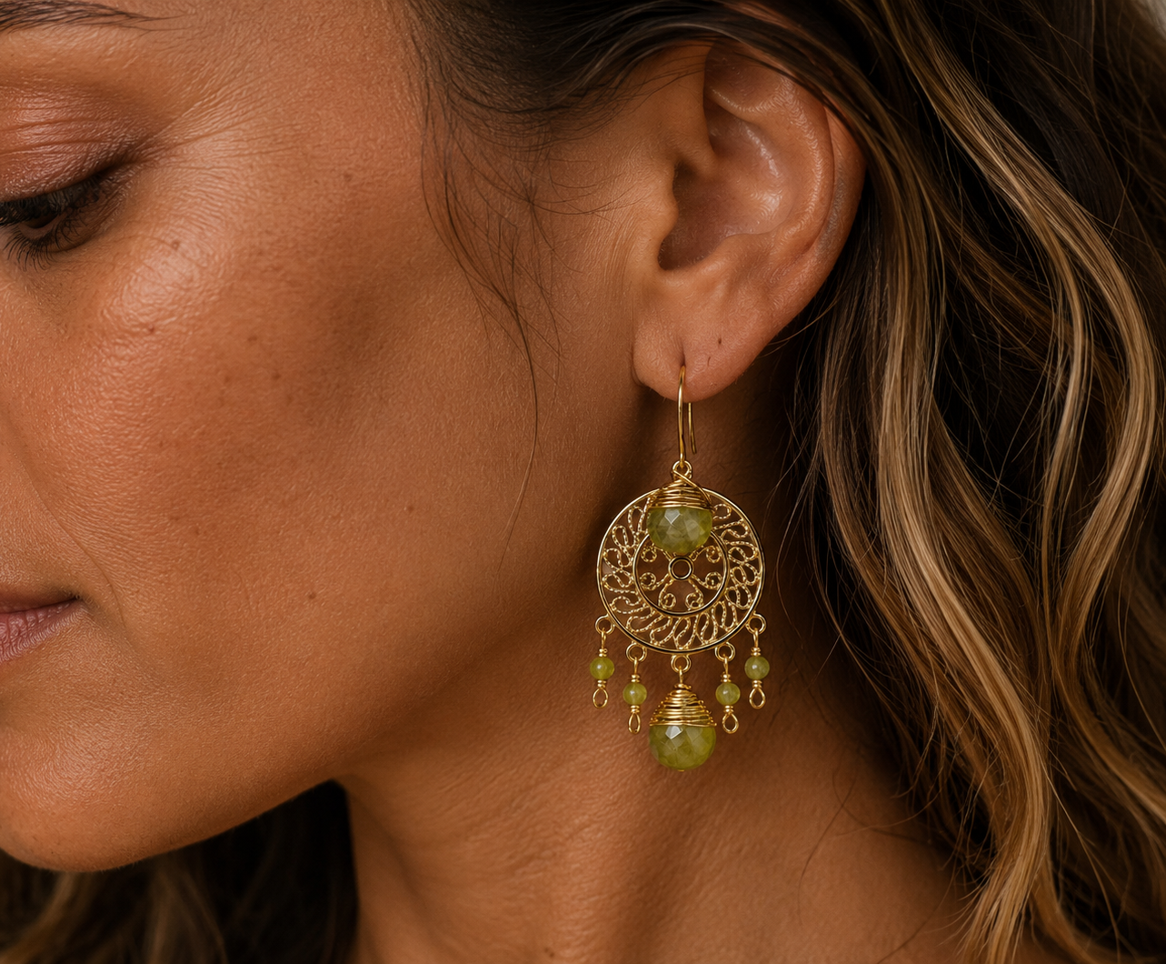 
                  
                    Prehnite Soleil Earrings
                  
                