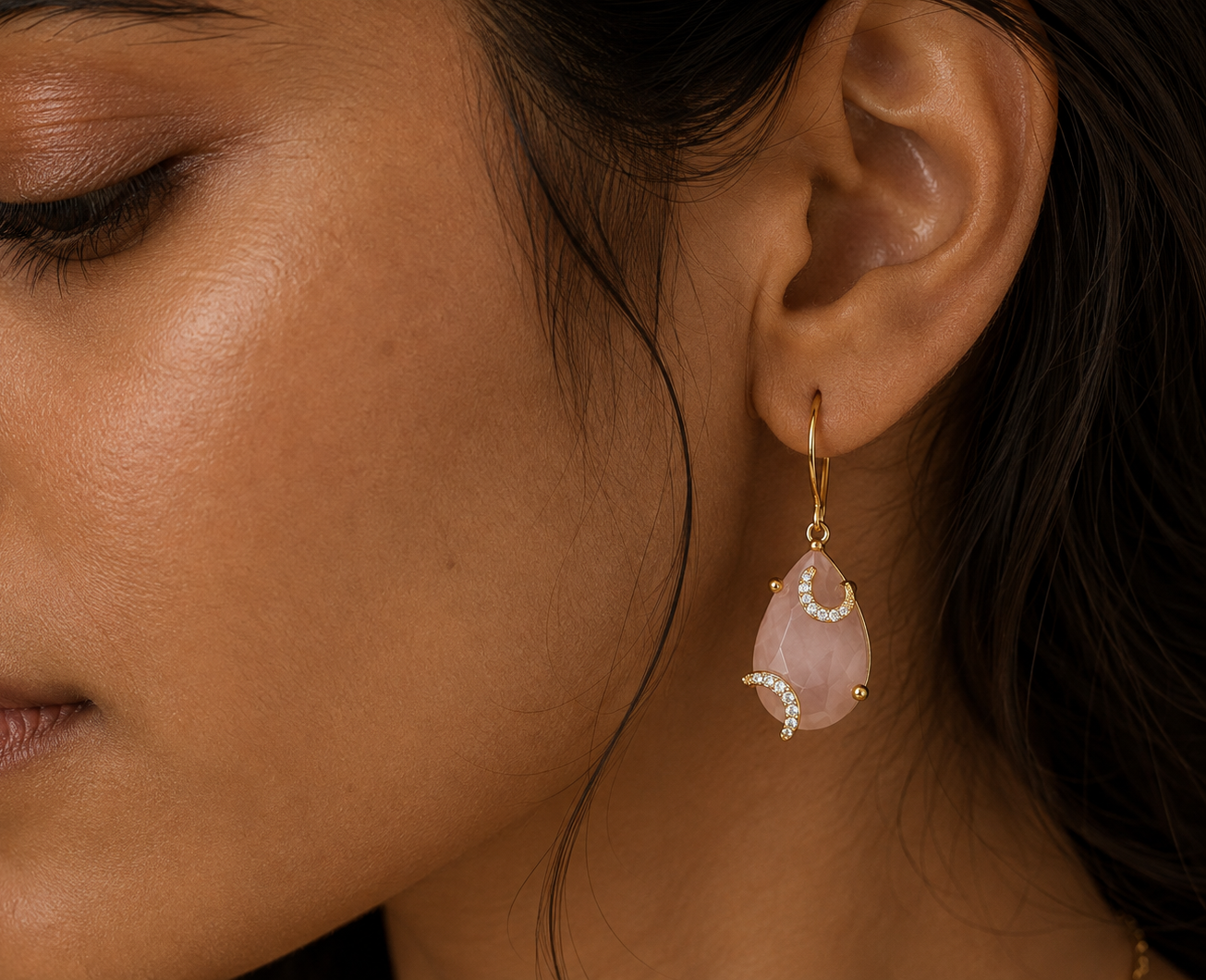 
                  
                    Rose Quartz Luna Earrings
                  
                