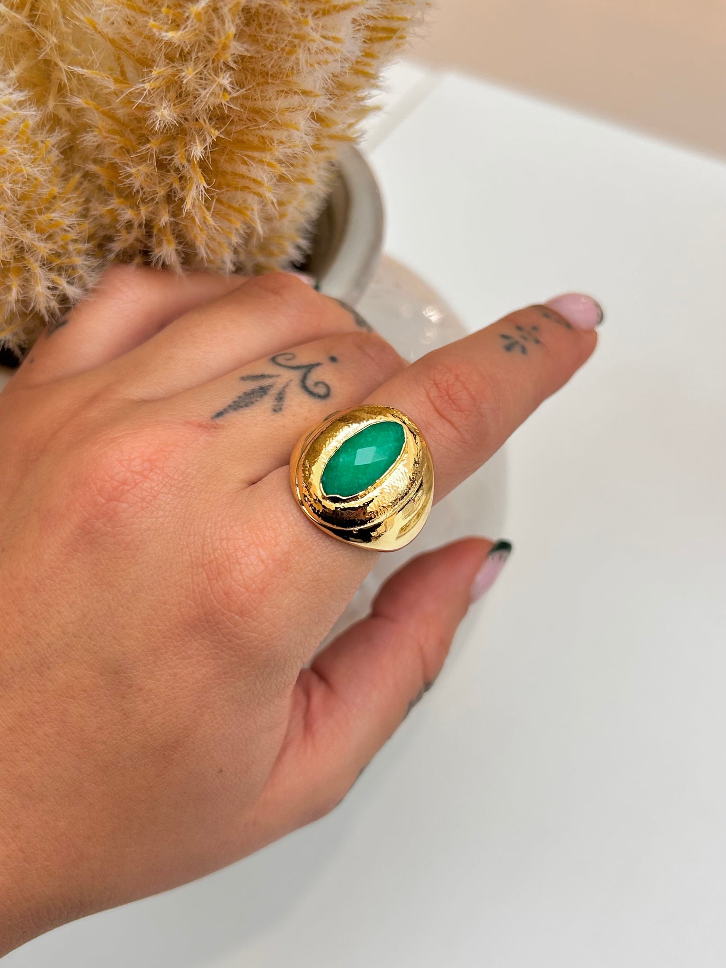 
                  
                    Green Jade Oval Adjustable Ring
                  
                