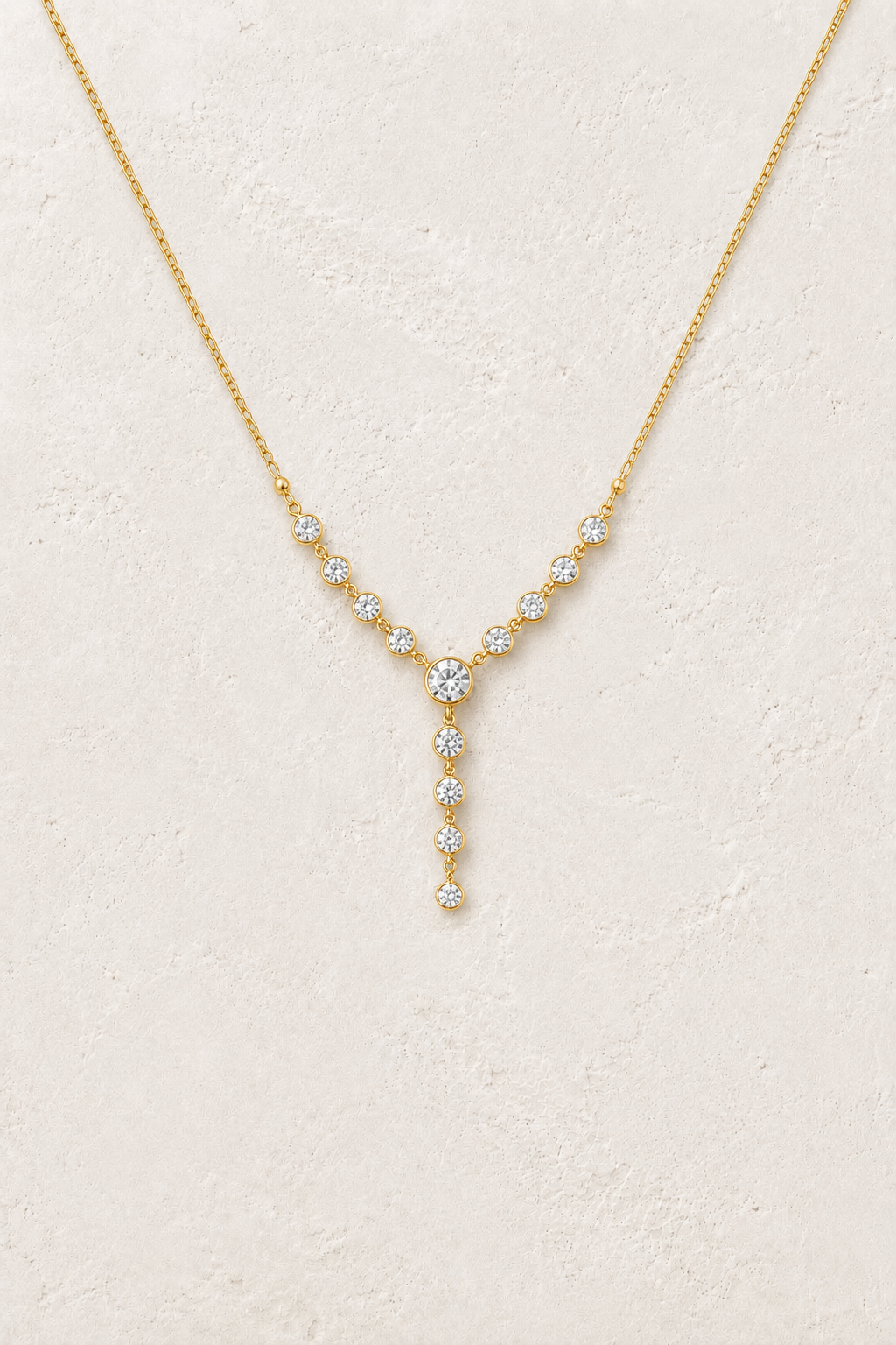 
                  
                    Celeste Crystal Drop Necklace – Dainty Gold Y Necklace
                  
                