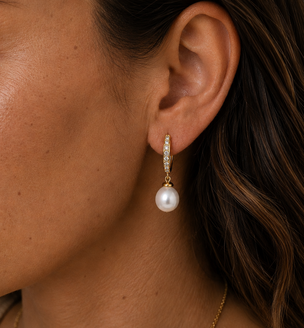 
                  
                    Pearl Lumière Hoop Earrings – Sterling Silver, Gold Plated & Genuine Freshwater Pearl
                  
                