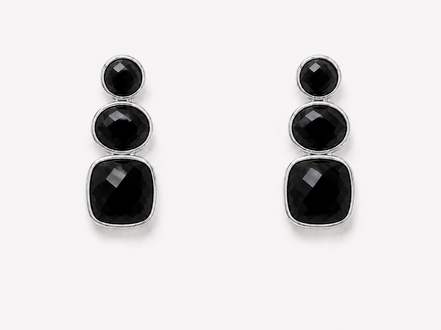 
                  
                    Solenne Silver Black Obsidian  - Genuine Gemstone Stud Earrings
                  
                