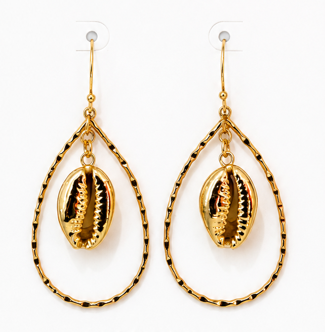 
                  
                    Oceanus Cowrie Earrings – Gold Cowrie Shell Drop Earrings
                  
                