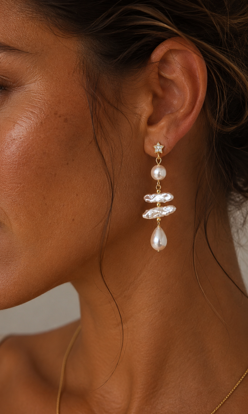 
                  
                    Celestial Pearl Drop Earrings – Genuine Freshwater Pearl Earrings
                  
                
