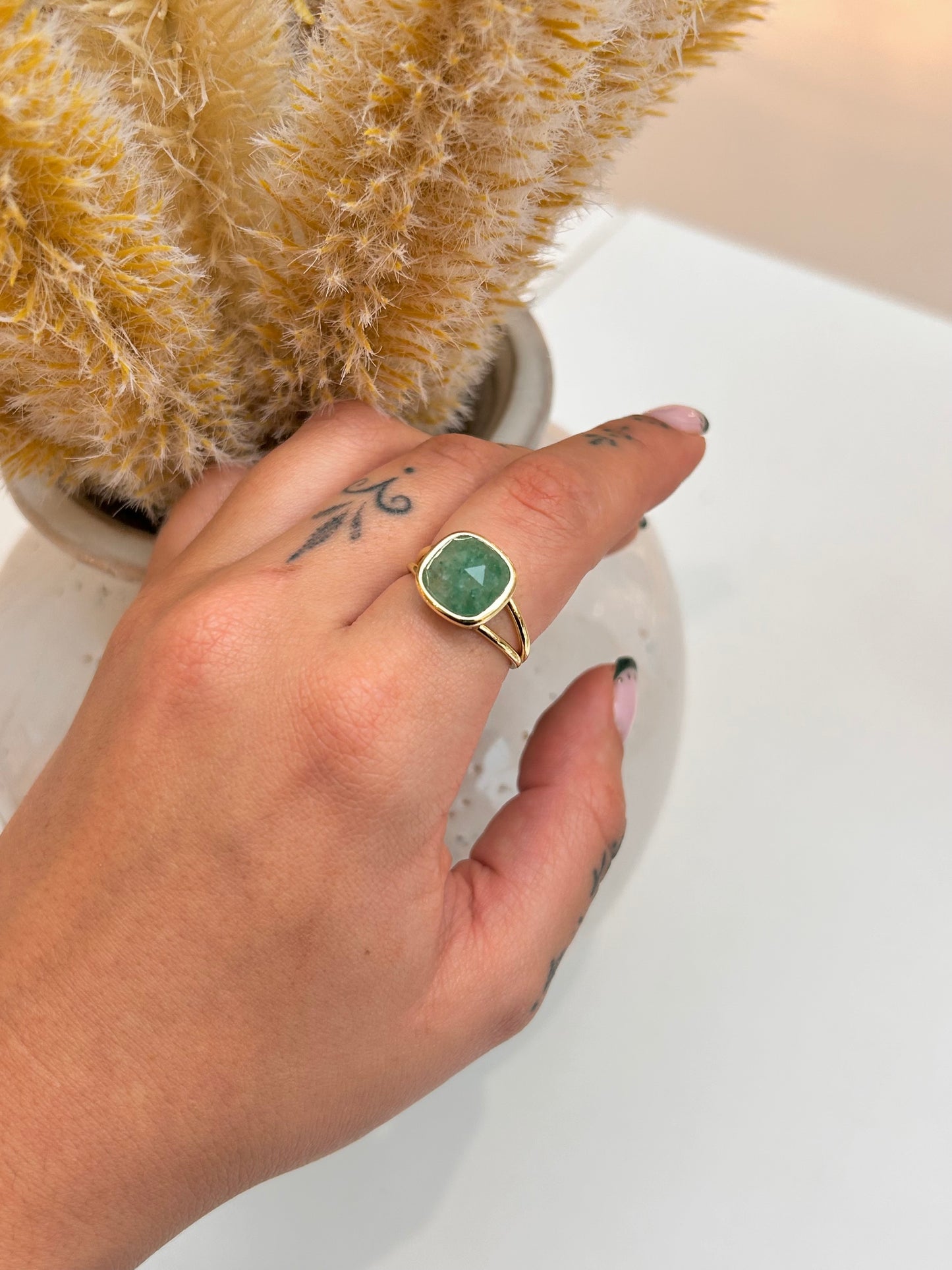 
                  
                    Green Jade Squared Adjustable Ring
                  
                