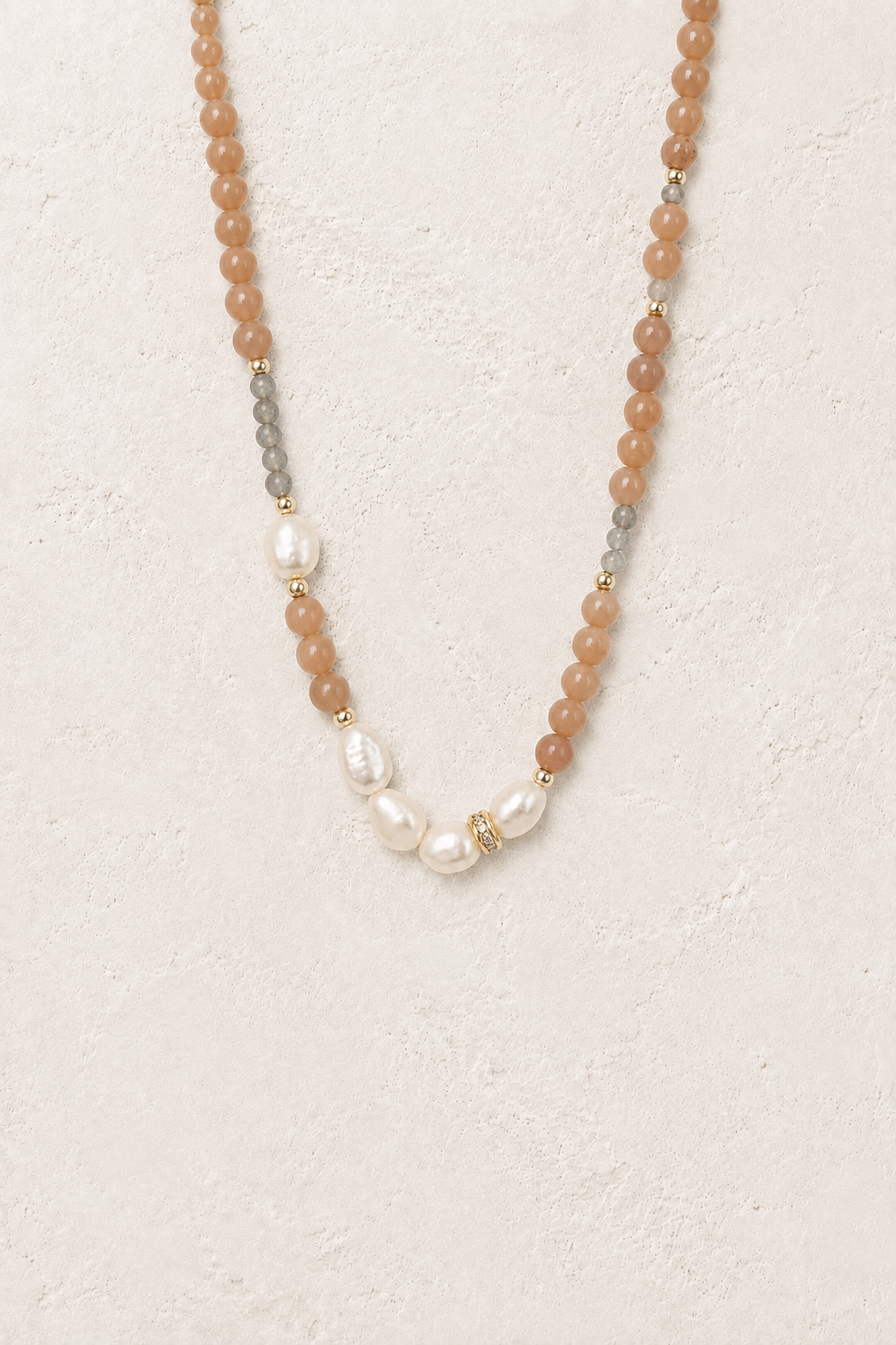 
                  
                    Boho & Mala Gold Freshwater Pearl/Stone Beads Necklace
                  
                