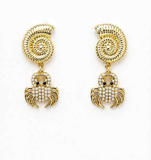 
                  
                    Pearl Nerina Earrings – Pearl Crab & Seashell Statement Drop Earrings
                  
                
