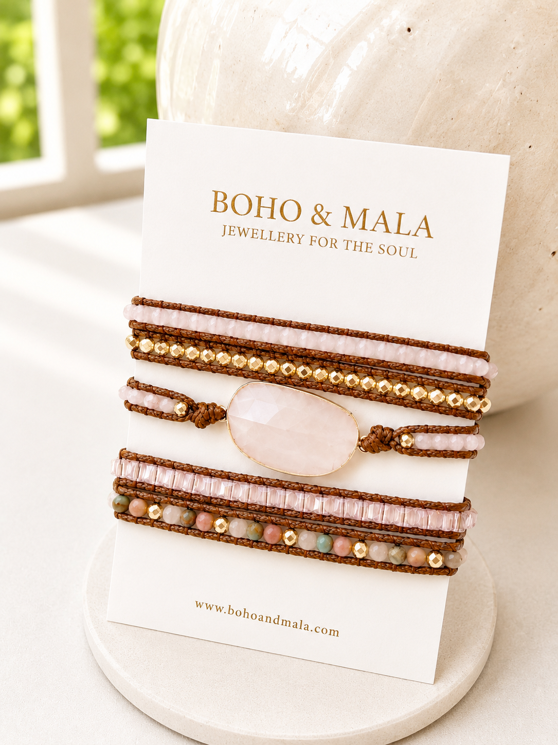 
                  
                    Handmade Rose Quartz Mixed Natural Stone Wrap Bracelet
                  
                