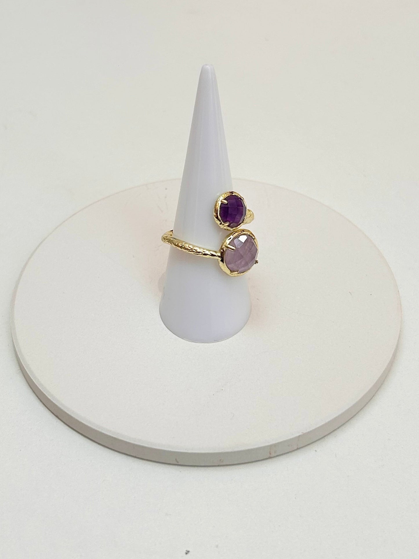 
                  
                    Double Pendant Amethyst Adjustable Ring
                  
                