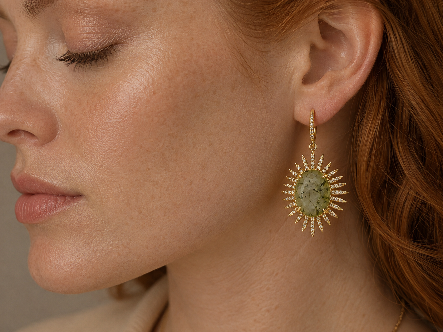 
                  
                    Astra Prehnite - Genuine Gemstone Statement Drop Earrings
                  
                