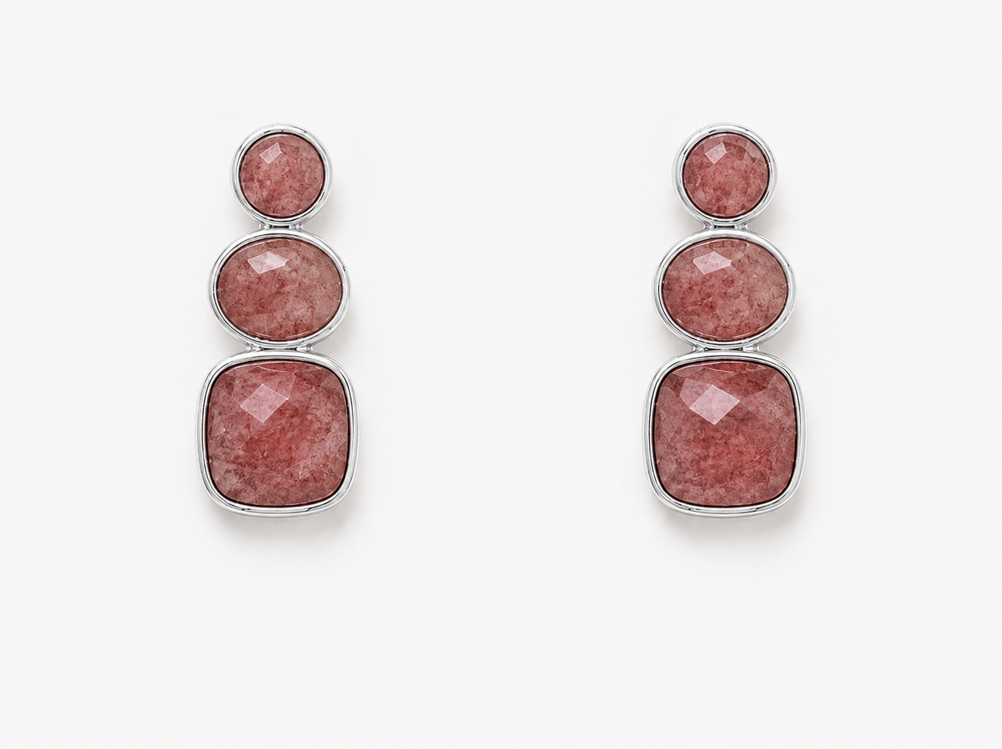 
                  
                    Solenne Silver Strawberry Quartz - Genuine Gemstone Stud Earrings
                  
                