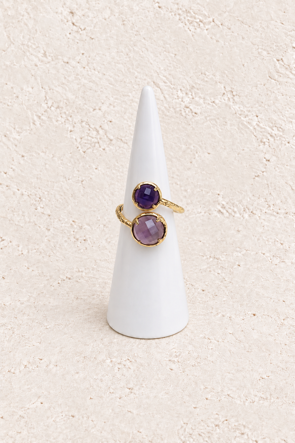 
                  
                    Double Pendant Amethyst Adjustable Ring
                  
                