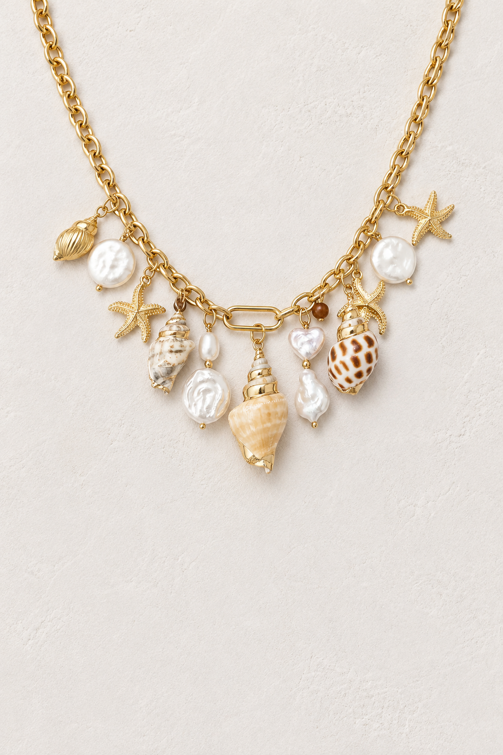 
                  
                    Shells & Pearls Charm Gold Plated Stainless Steel Waterproof & Tarnish-Free Necklaces- Boho Jewellery For Everyday Wear
                  
                