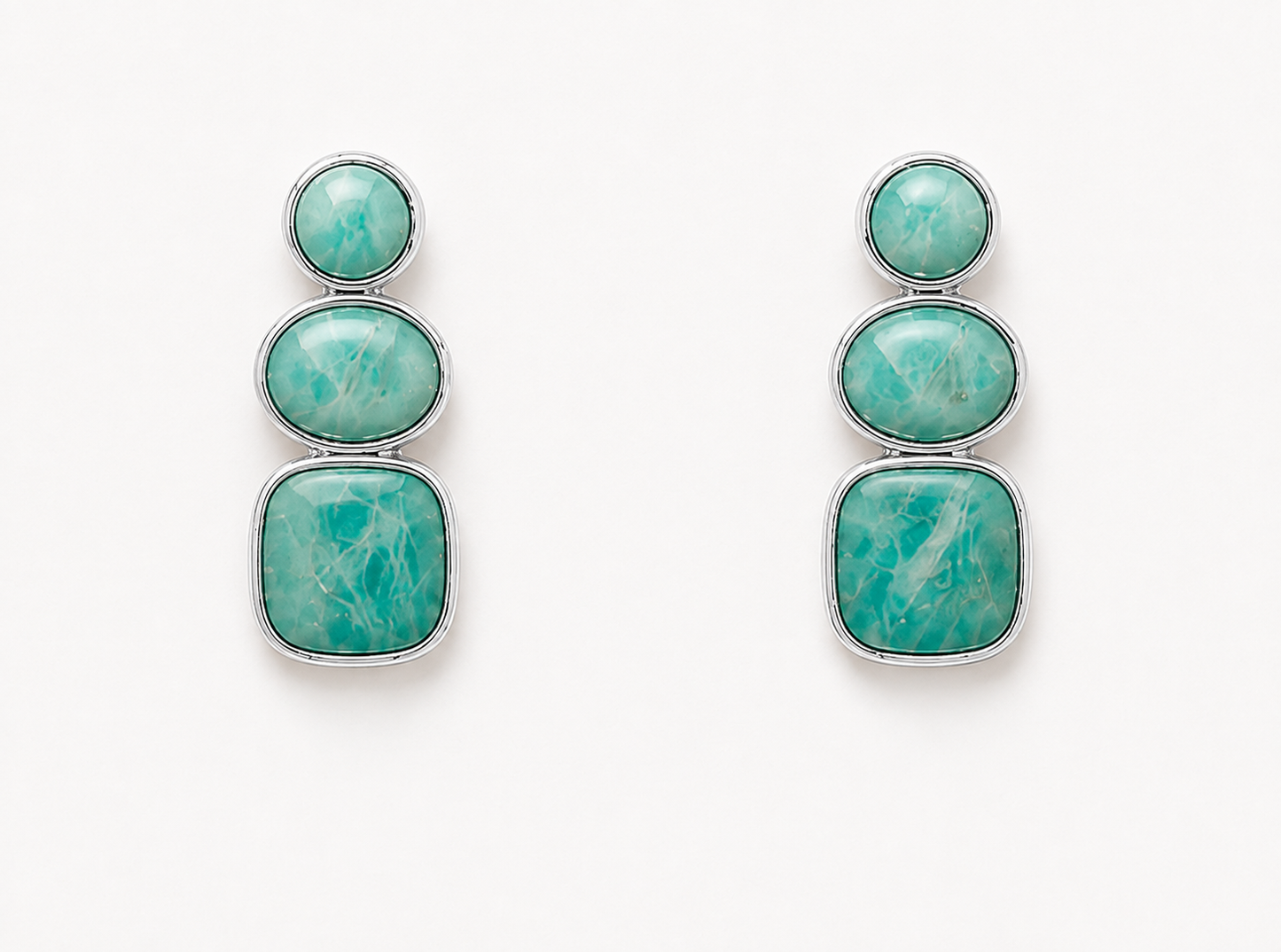 
                  
                    Solenne Silver Amazonite  - Genuine Gemstone Stud Earrings
                  
                