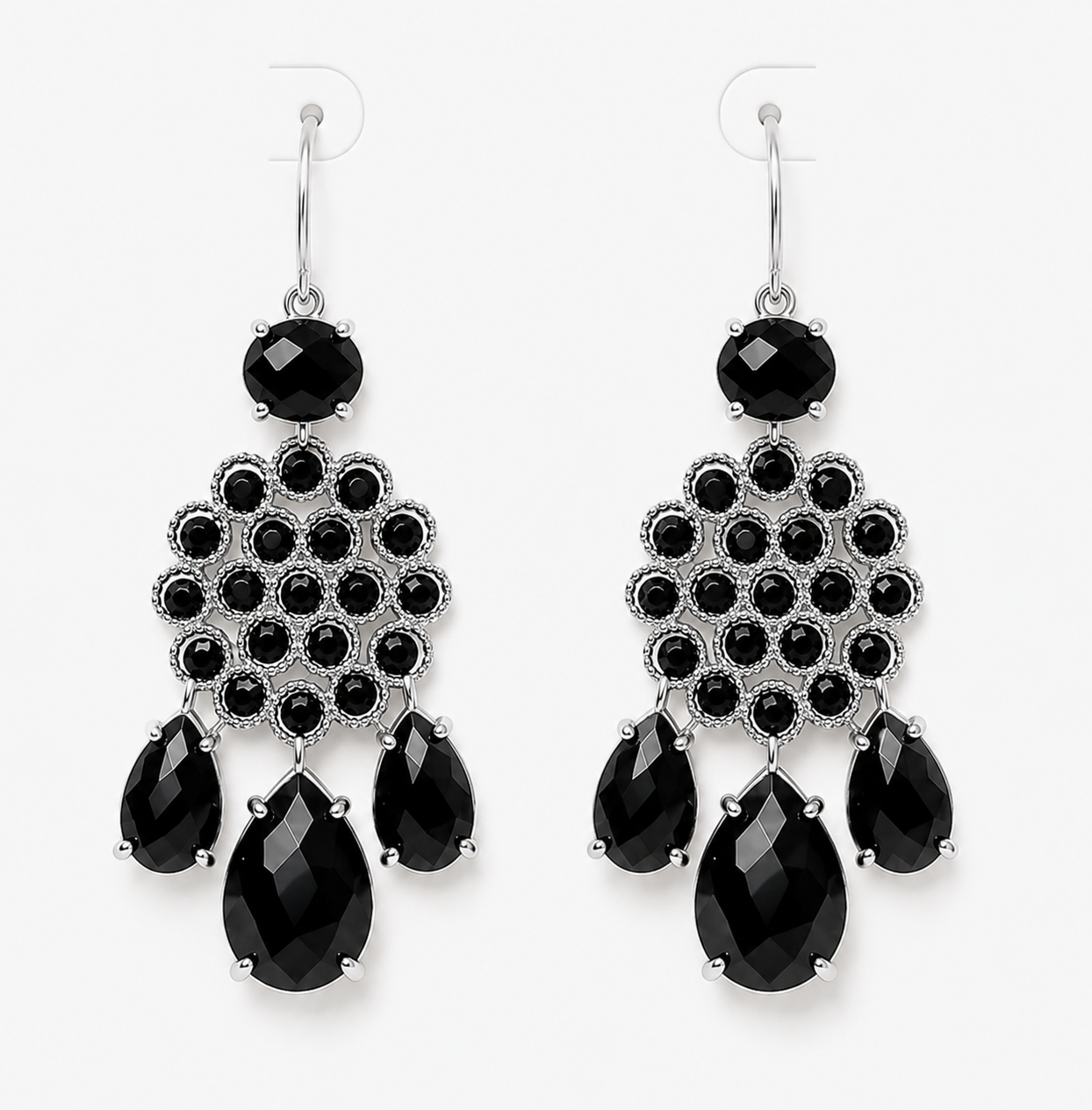 
                  
                    Soleya Silver Black Obsidian – Genuine Gemstone Statement Drop Earrings
                  
                