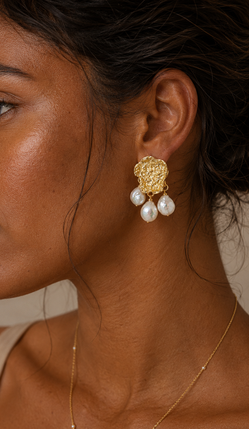 
                  
                    Pearl Bloom Earrings – Genuine Freshwater Pearl Statement Earrings
                  
                