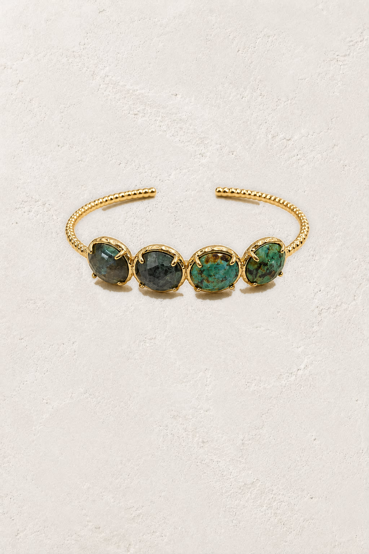 African Turquoise Laguna Cuff Bracelet on the reference plaster background