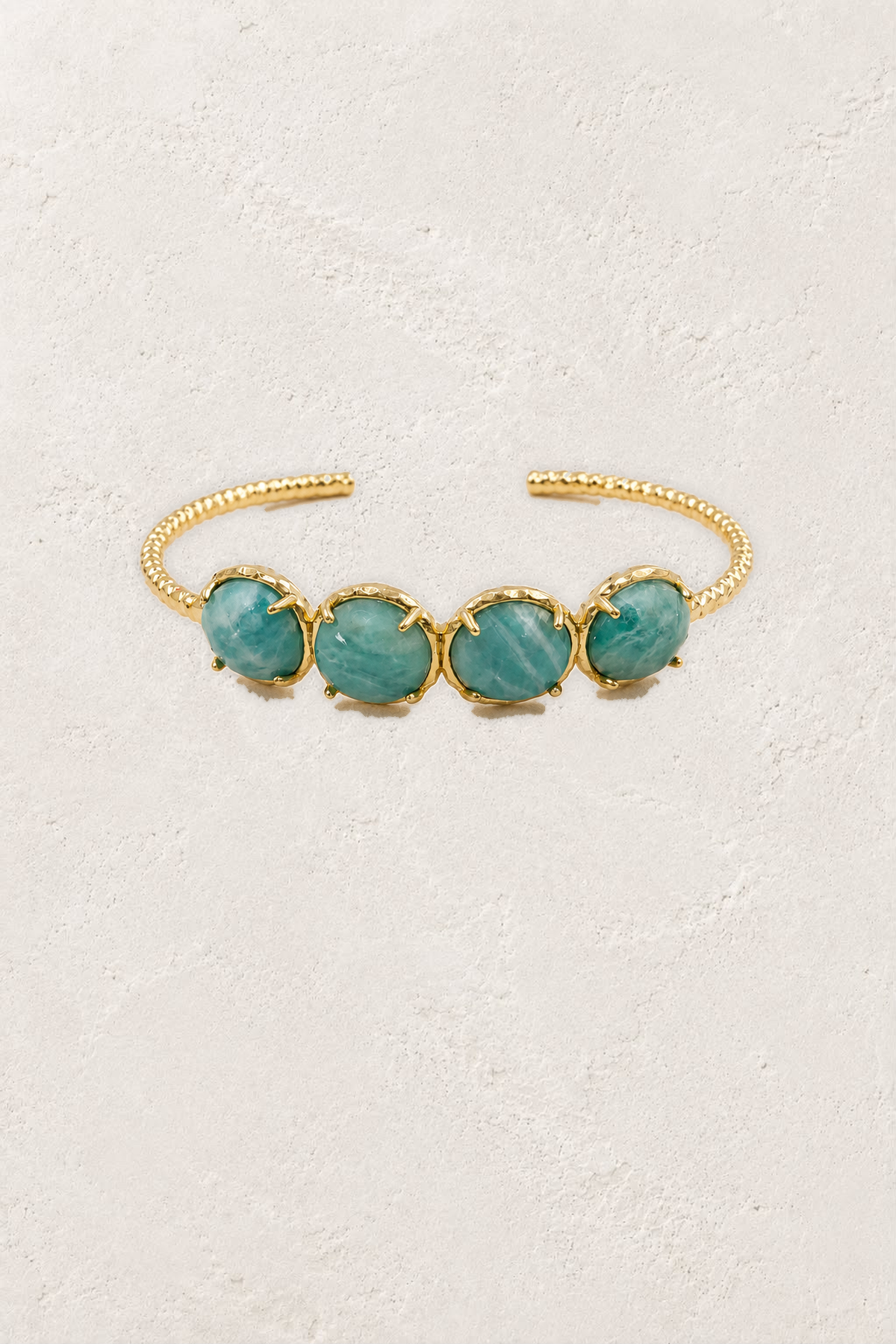 Amazonite Laguna Cuff Bracelet on the reference plaster background