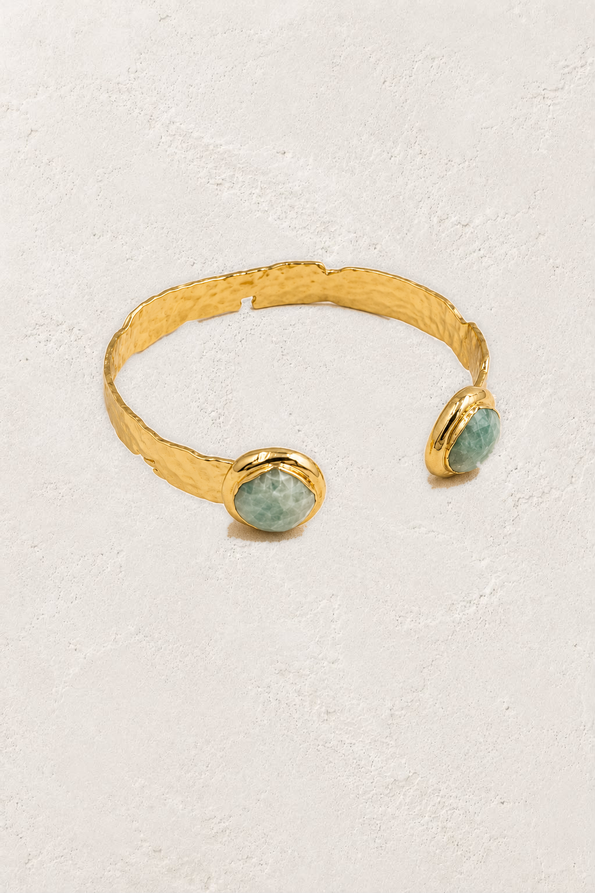 Amazonite Isla Cuff Bracelet on the reference plaster background