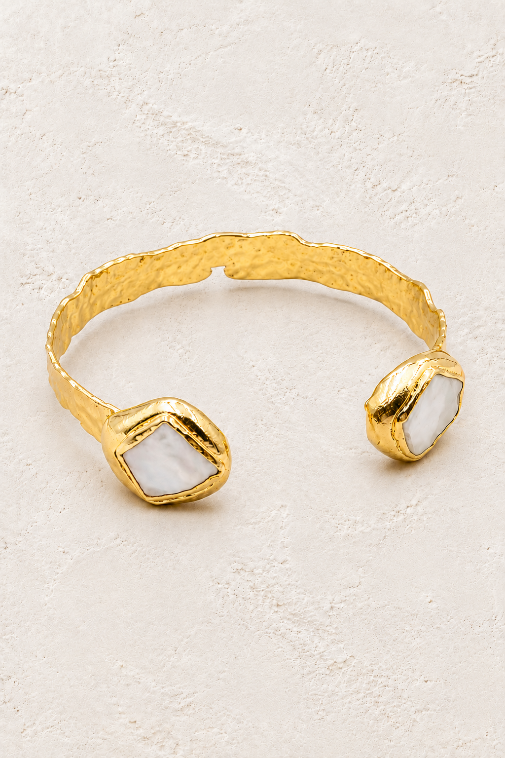 Diamond Thalassa Fresh Water Pearl Oval Cuff Bracelet on warm ivory plaster