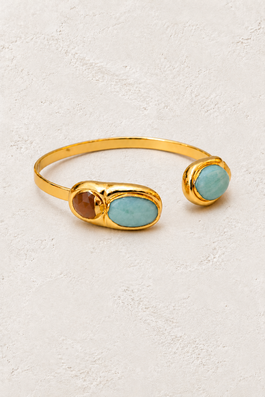 Aurelia Mixed Stone & Fresh Water Pearl Cuff on warm ivory plaster