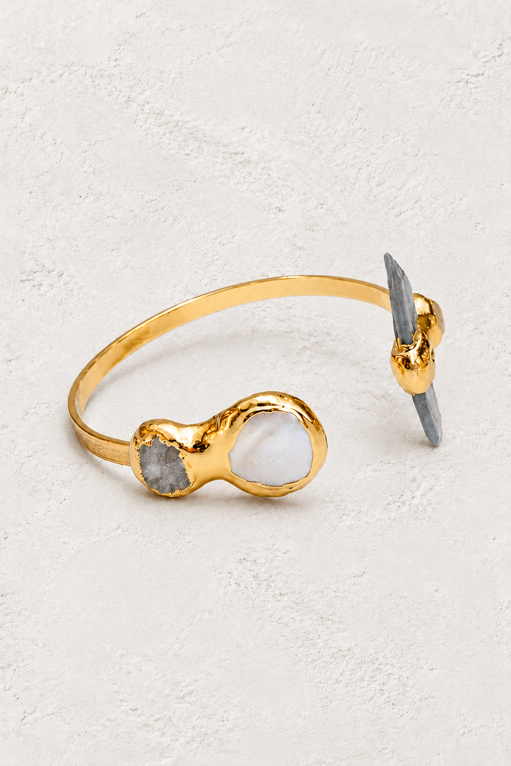 Calypso Mixed Stone & Fresh Water Pearl Cuff on warm ivory plaster