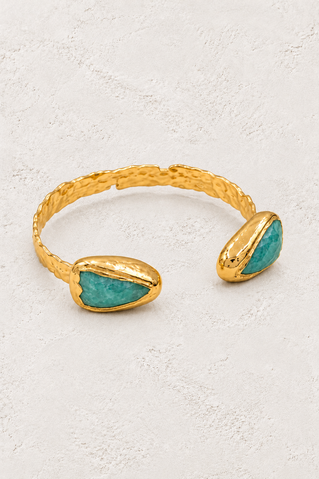 Coralia Amazonite Cuff on warm ivory plaster
