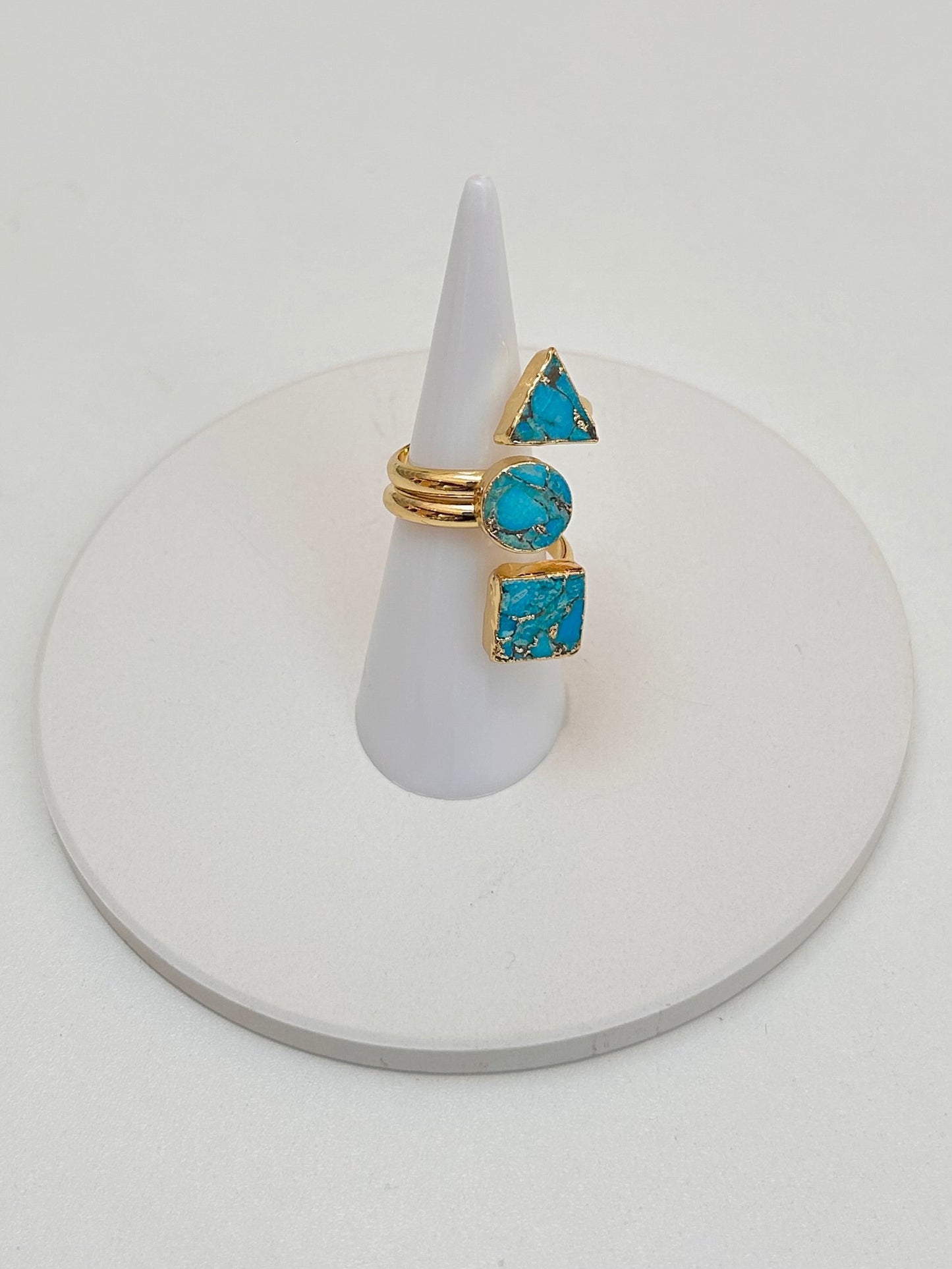 
                  
                    3 Shaped Turquoise Adjustable Ring
                  
                