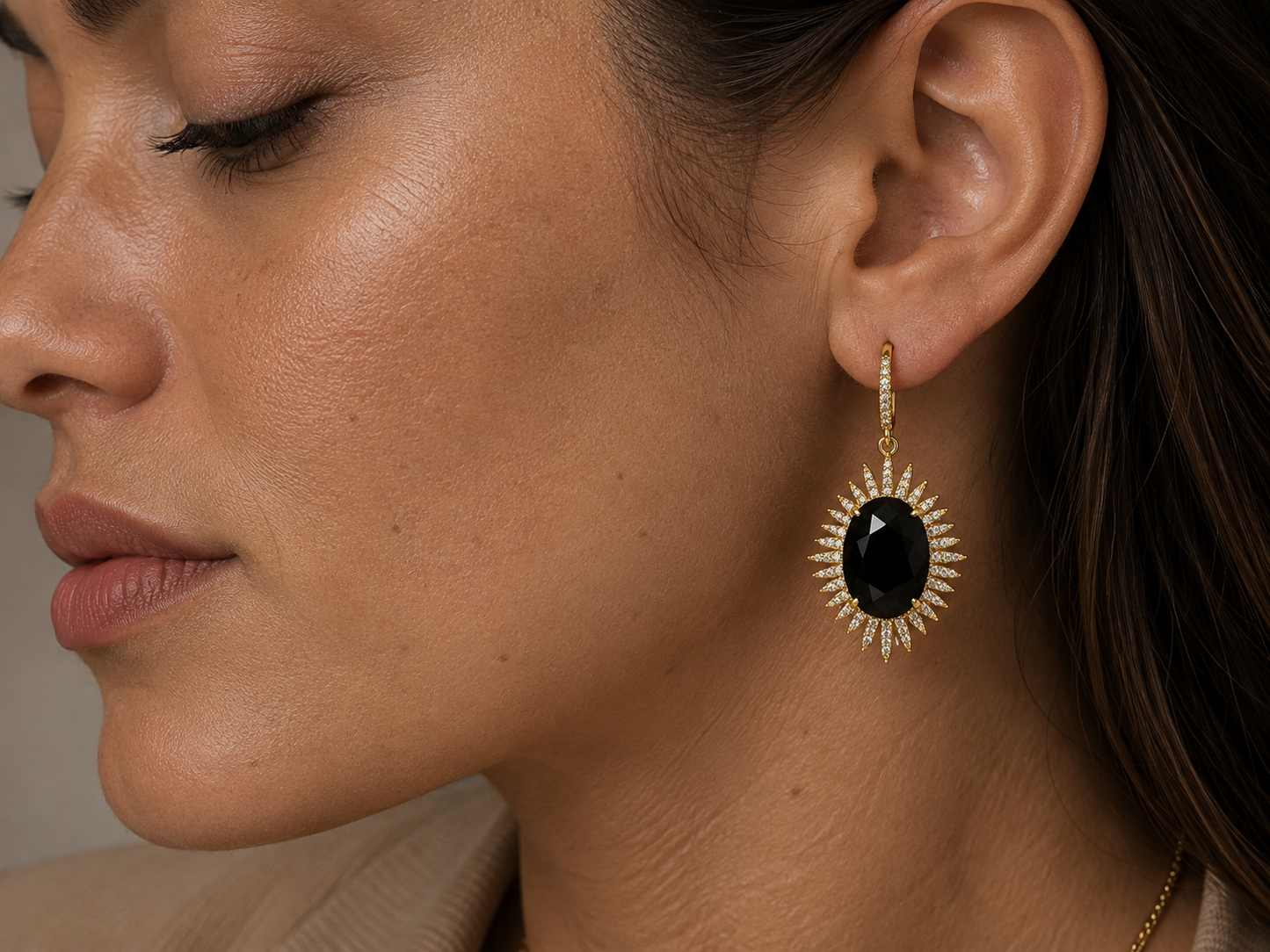 
                  
                    Astra Black Obsidian Astra - Genuine Gemstone Statement Drop Earrings
                  
                