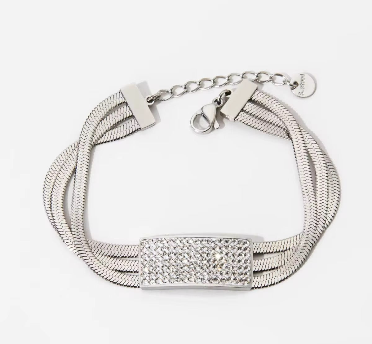 
                  
                    Luxe Pavé Bar Silver Snake Chain Bracelet – waterproof silver bracelet by Boho & Mala
                  
                