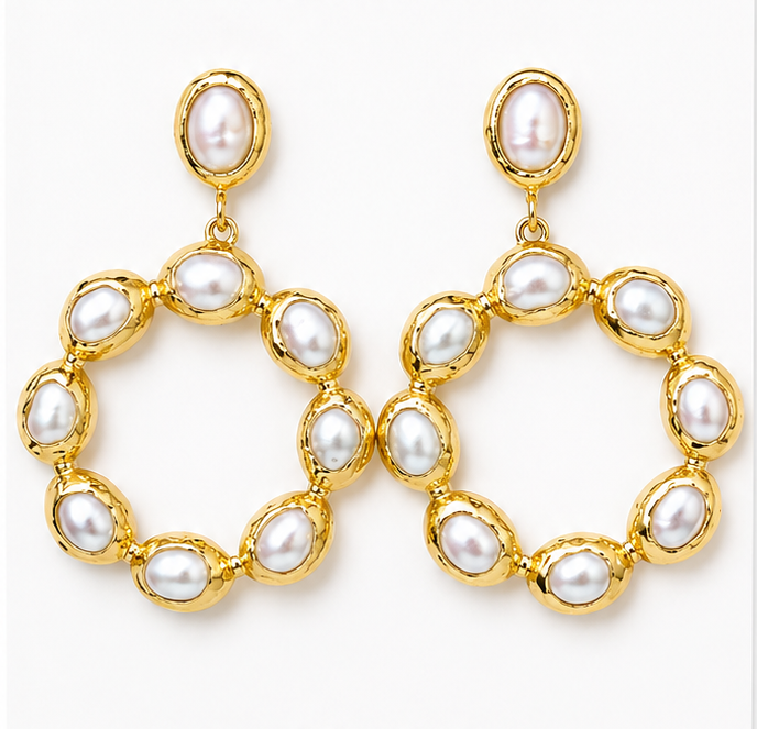 
                  
                    Pearl Soleil Earrings – Genuine Freshwater Pearl Statement Earrings
                  
                