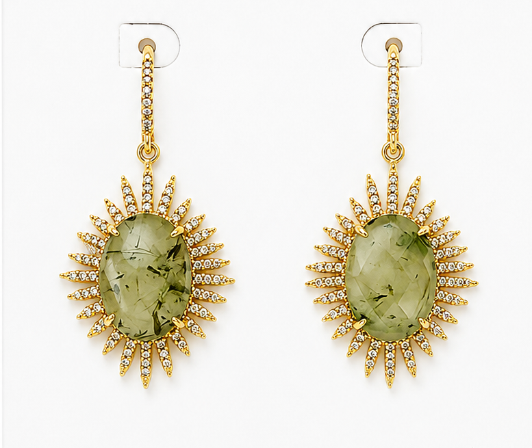 
                  
                    Astra Prehnite - Genuine Gemstone Statement Drop Earrings
                  
                