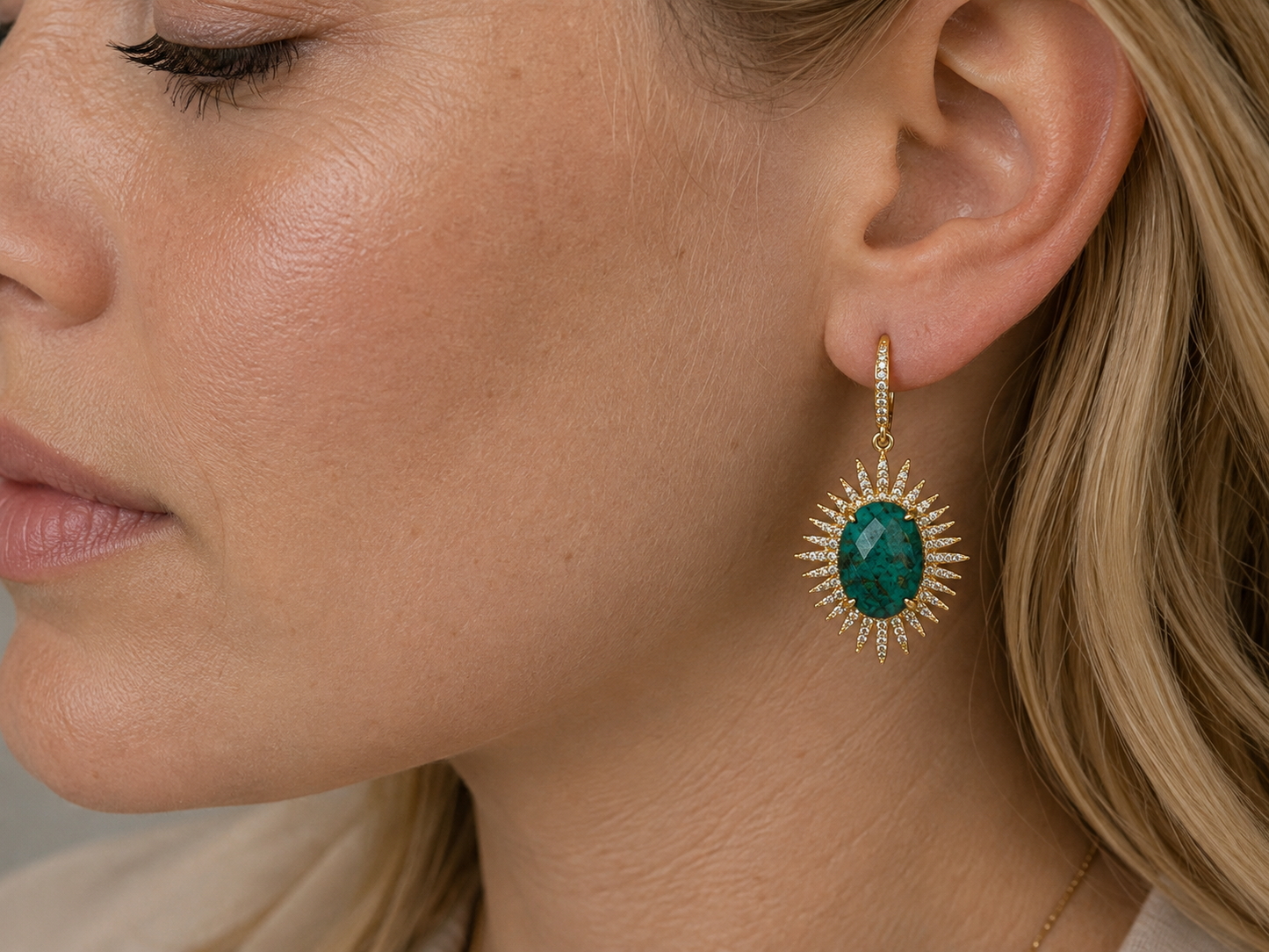 
                  
                    Astra African Turqoise – Genuine Gemstone Statement Drop Earrings
                  
                
