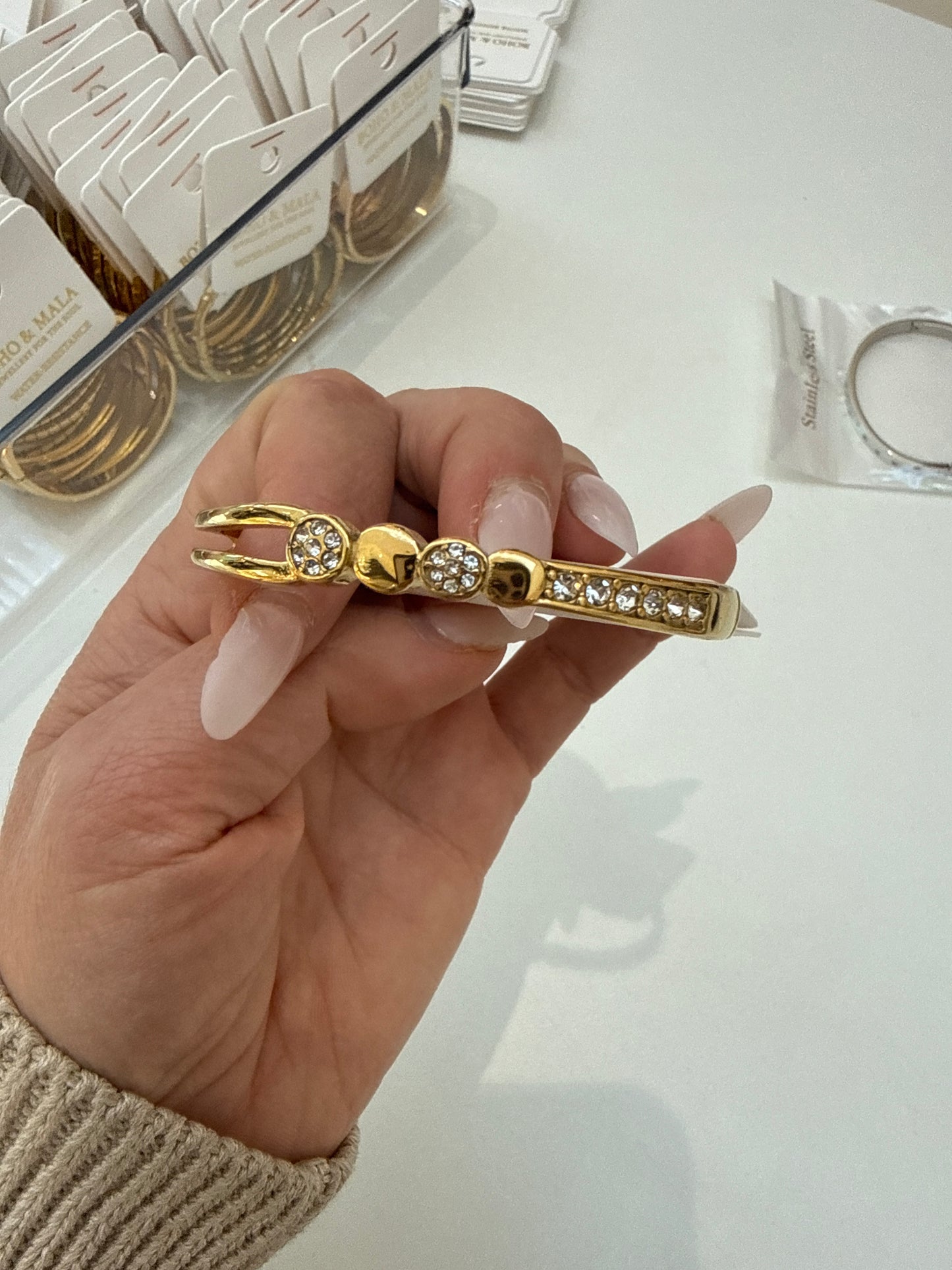 
                  
                    Gold Crystal Disc Detail Bangle | Waterproof – Boho & Mala jewellery
                  
                
