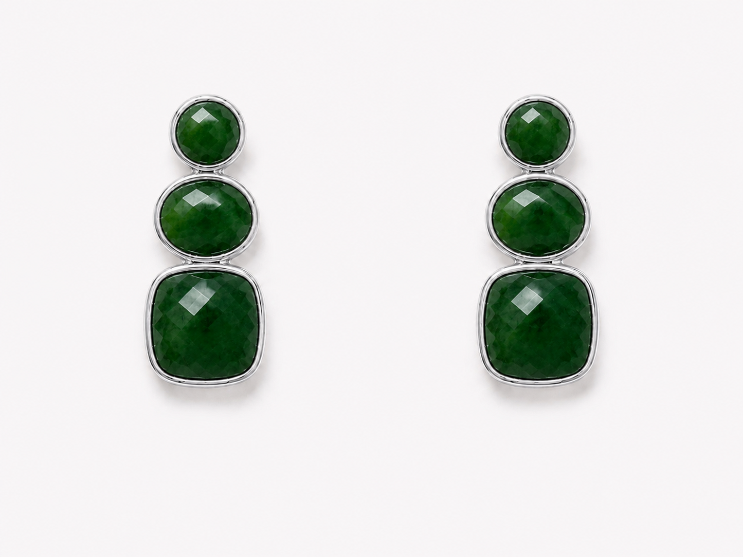 
                  
                    Solenne Silver Green Jade - Genuine Gemstone Stud Earrings
                  
                