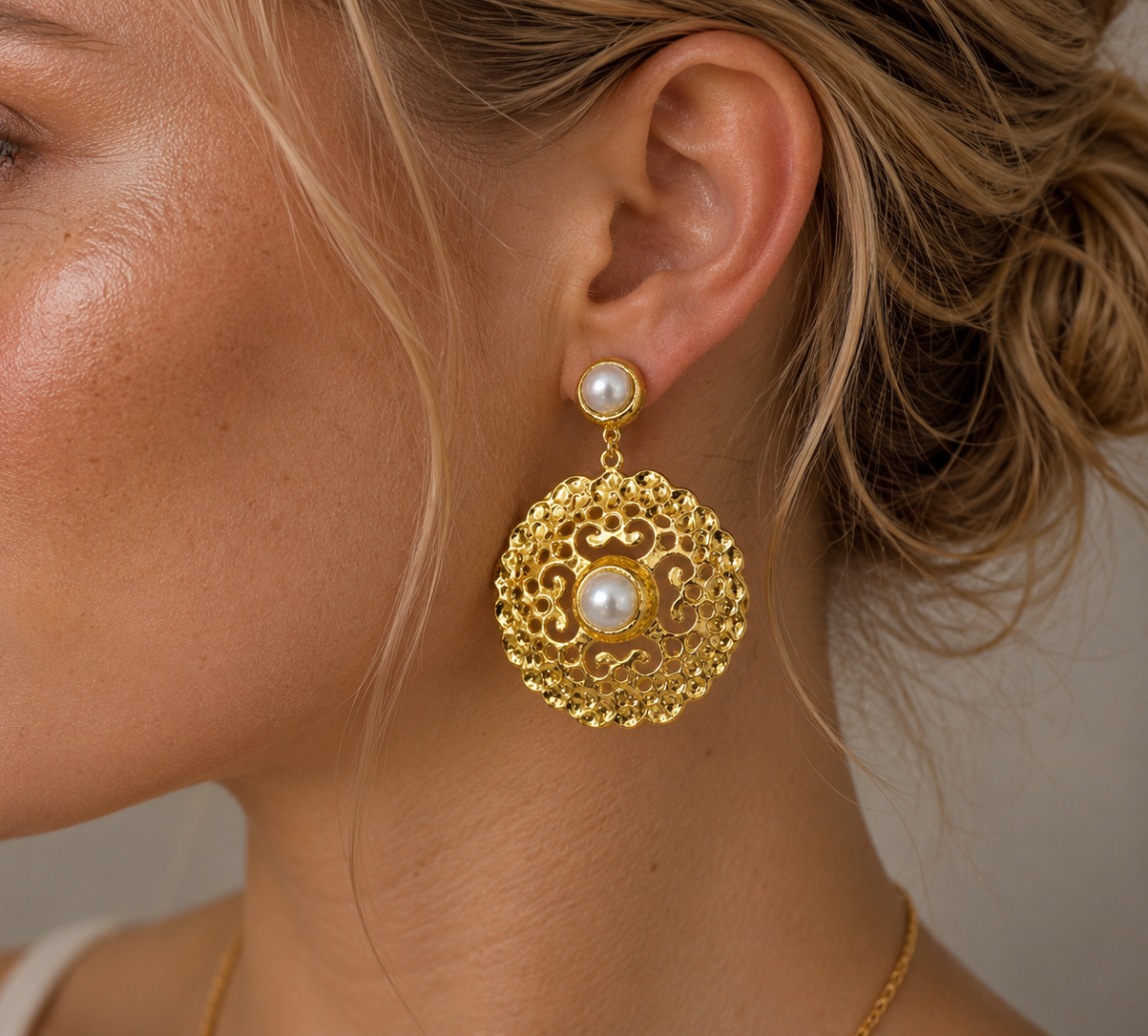 
                  
                    Pearl Arabesque Earrings – Genuine Freshwater Pearl Statement Earrings
                  
                