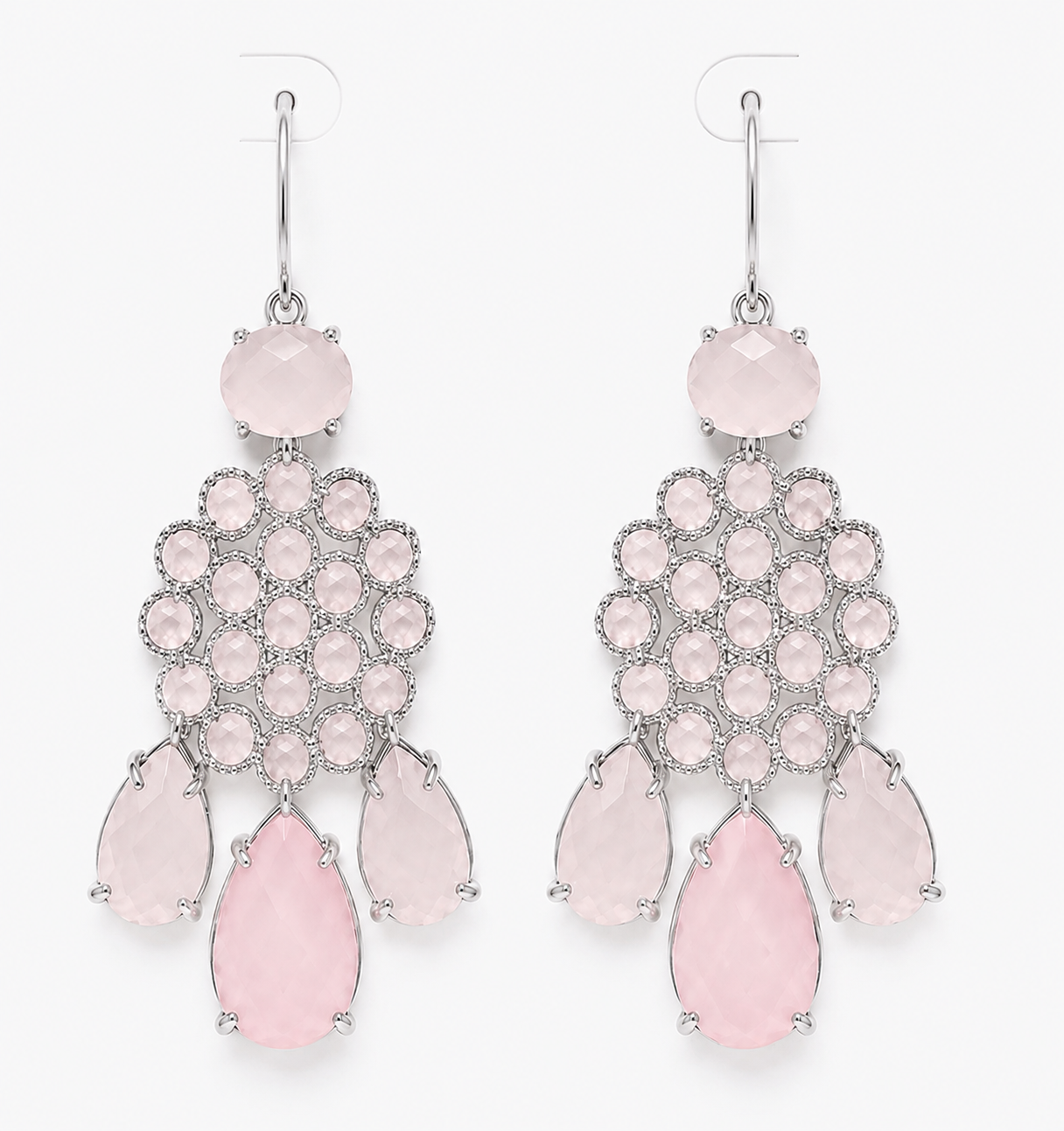 
                  
                    Soleya Silver Rose Quartz – Genuine Gemstone Statement Drop Earrings
                  
                