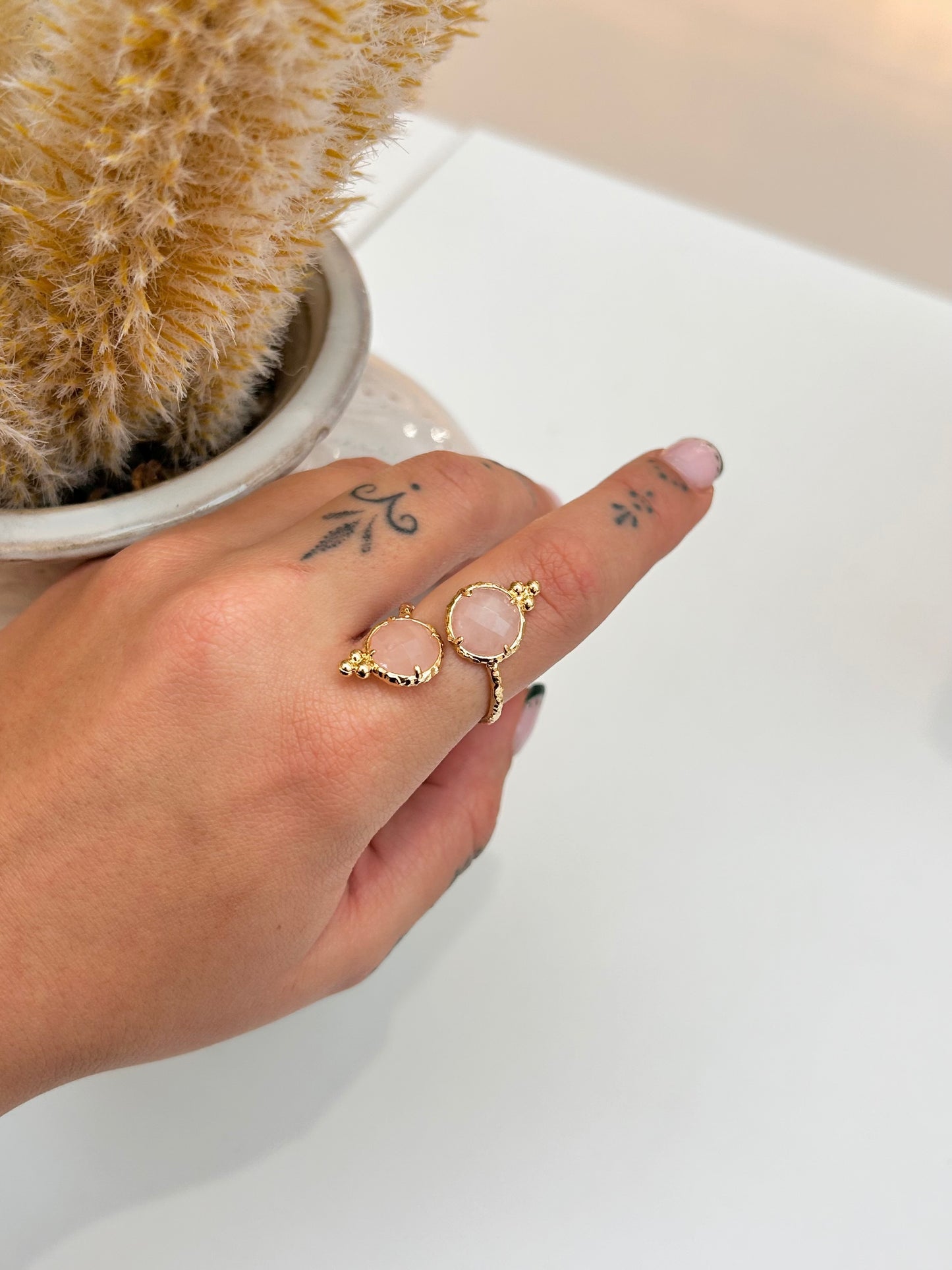 
                  
                    Rose Quartz Double Pendant Adjustable Ring
                  
                