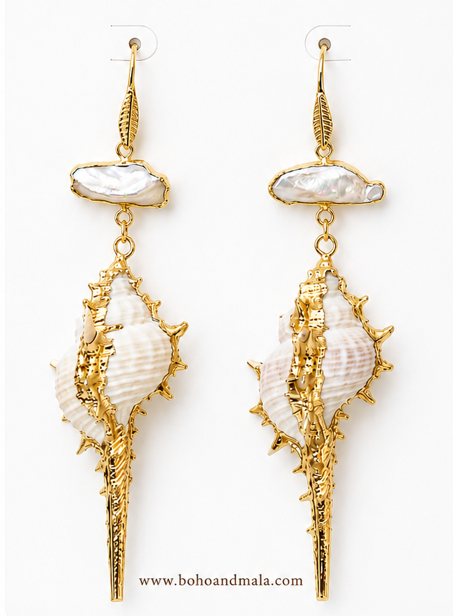 
                  
                    Pearl Conch Earrings – Genuine Freshwater Pearl & Conch Shell Drop Earrings
                  
                