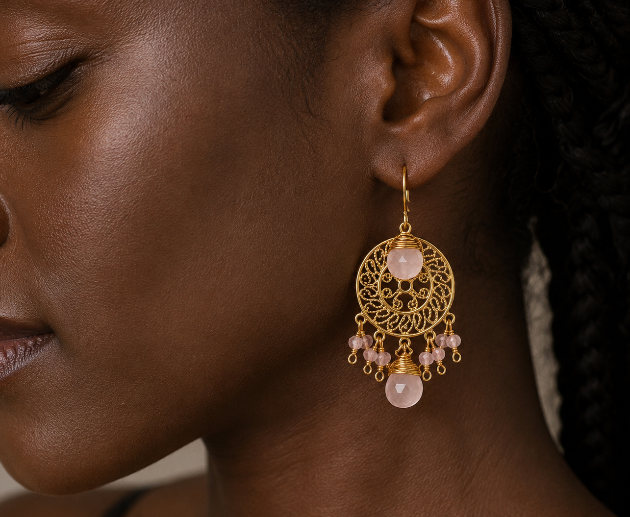 
                  
                    Rose Quartz Soleil Earrings
                  
                