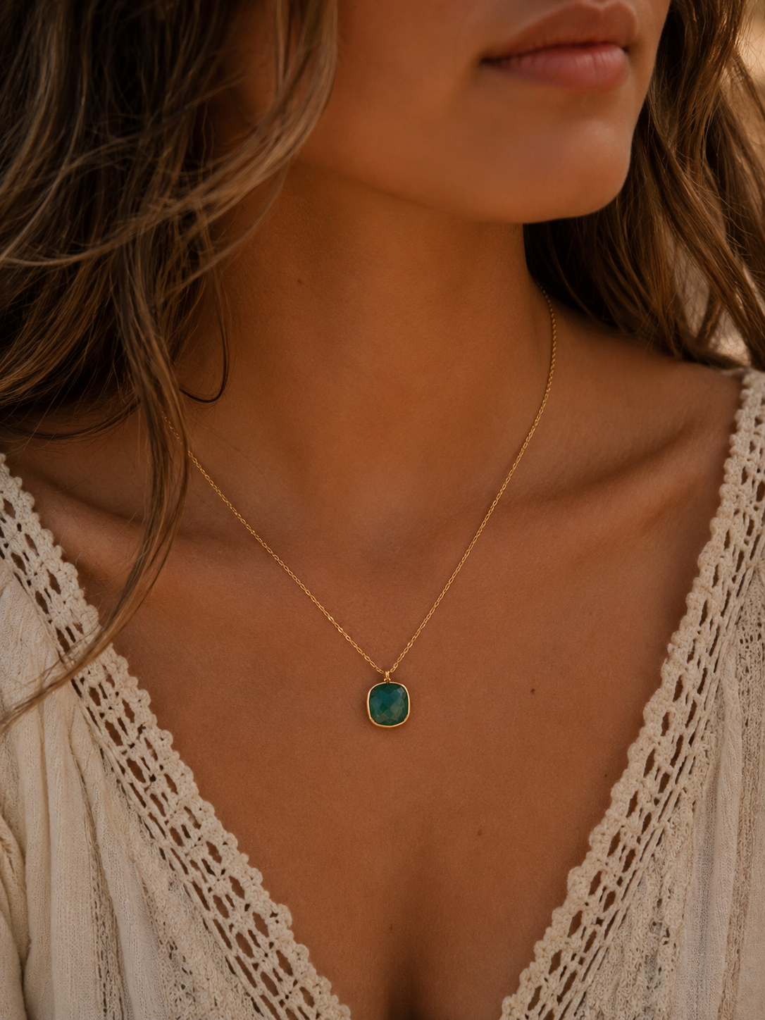 
                  
                    Green Jade Squared Necklace
                  
                