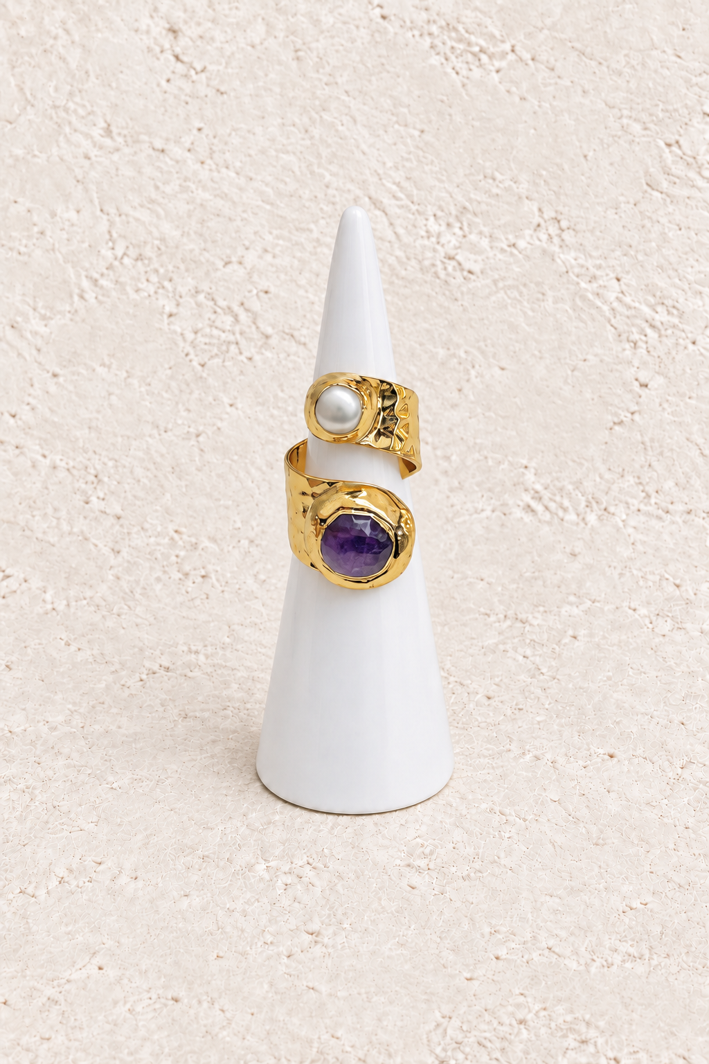 
                  
                    Double Freshwater Pearl & Amethyst Adjustable Ring
                  
                
