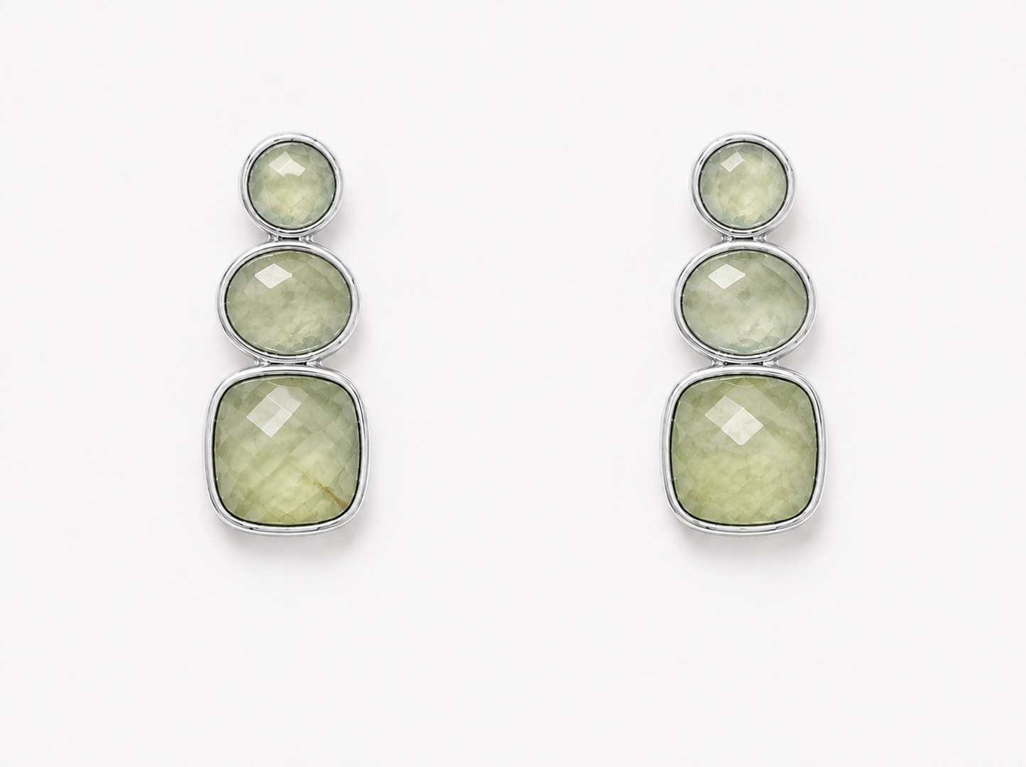 
                  
                    Solenne Silver Prehnite  - Genuine Gemstone Stud Earrings
                  
                